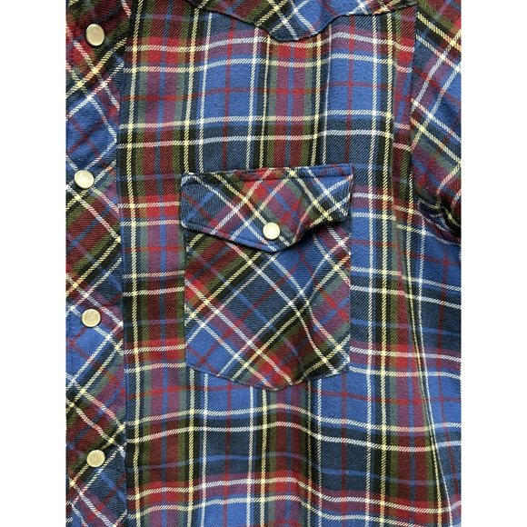 Wrangler Jacket Mens M Red  Plaid Pearl Snap Flannel Quilted‎ Western Shirt Coat - Picture 4 of 12